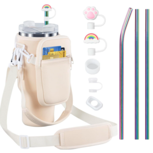 3 in 1 Water Bottle Carrier Bag with Pouch Pocket fits Stanley
